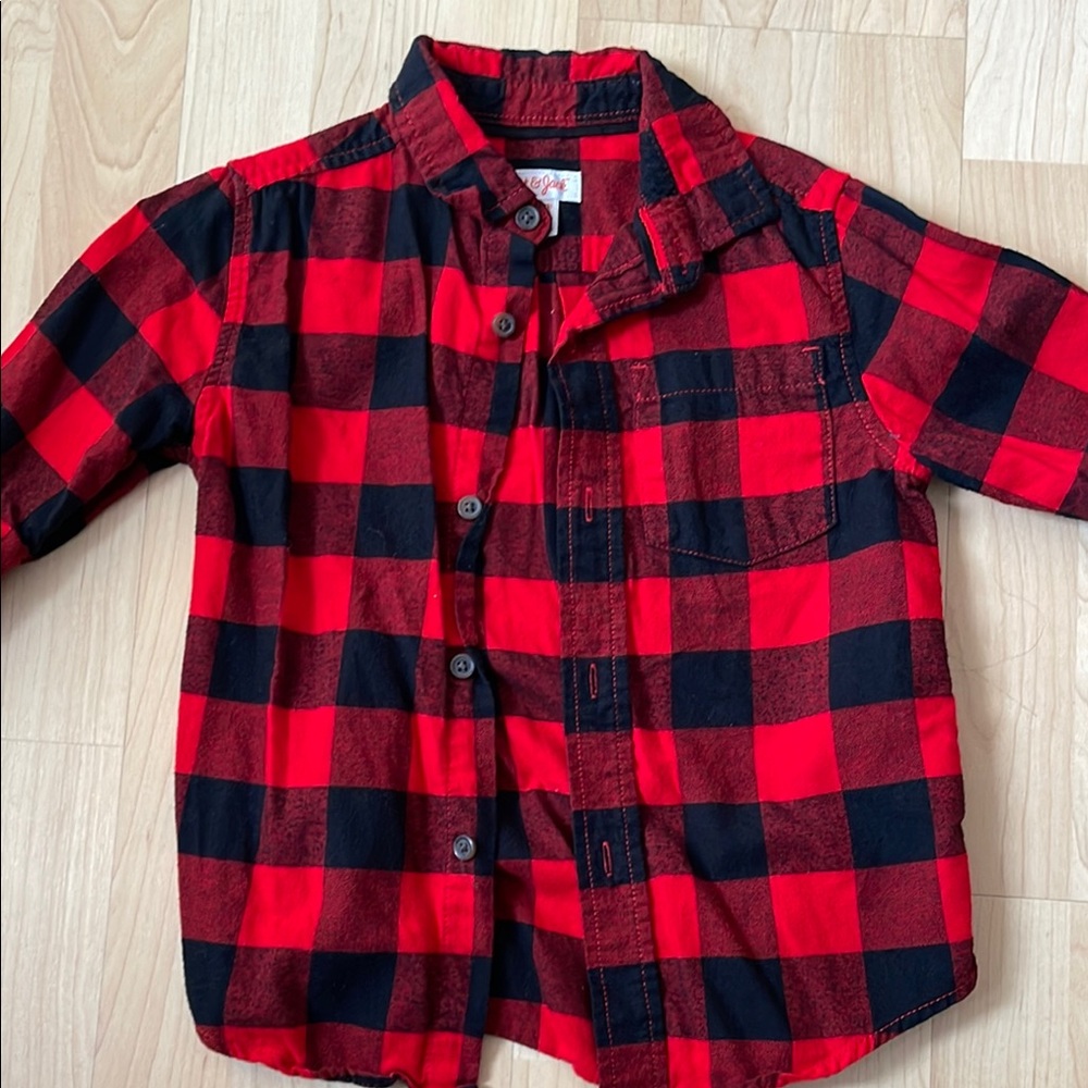 Red and Black Plaid Kids Shirt